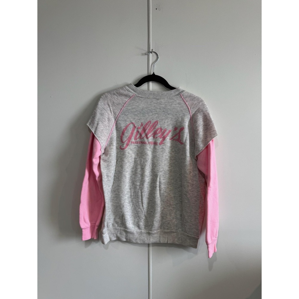 Vintage Bassett Walker Gilley's Sweatshirt Womens Medium Gray Country 80s - Picture 2 of 7